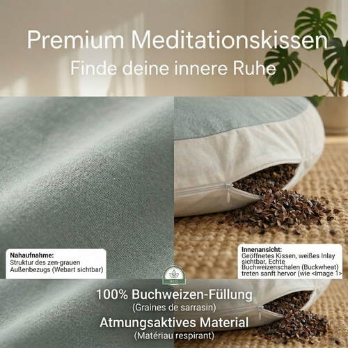 Meditationskissen in Halbmondform