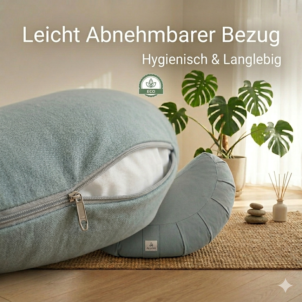 Meditationskissen in Halbmondform