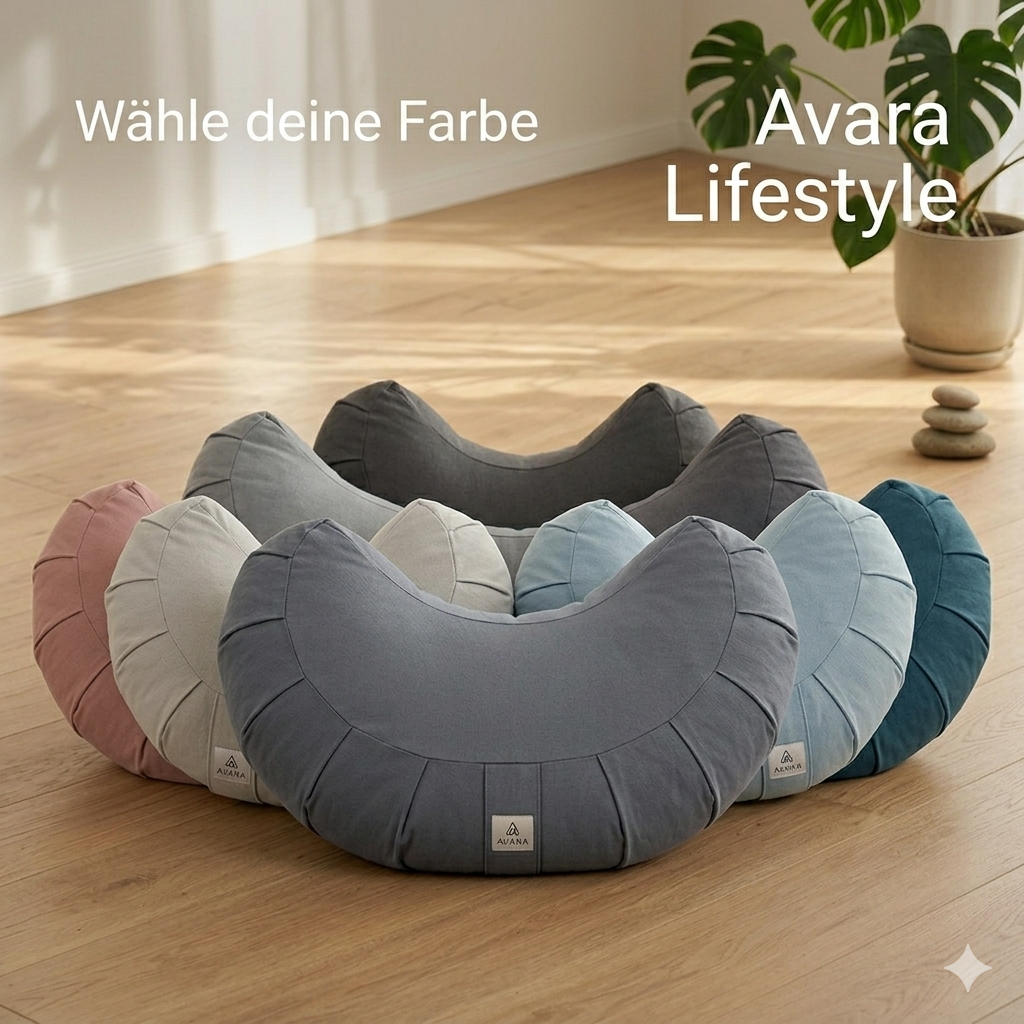 Meditationskissen in Halbmondform